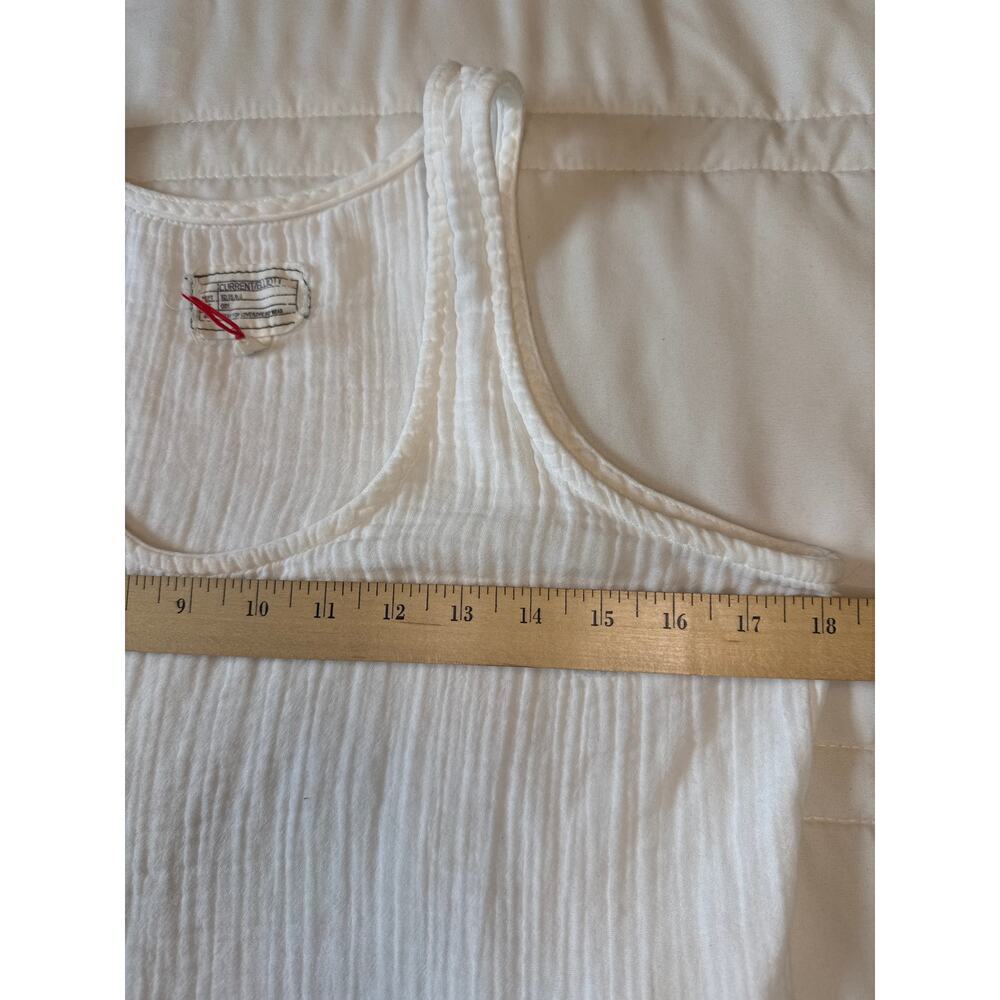 Current Elliott Women's Ballet Tank Top White Cotton Gauze Raw Hem Size 2 - Picture 6 of 7
